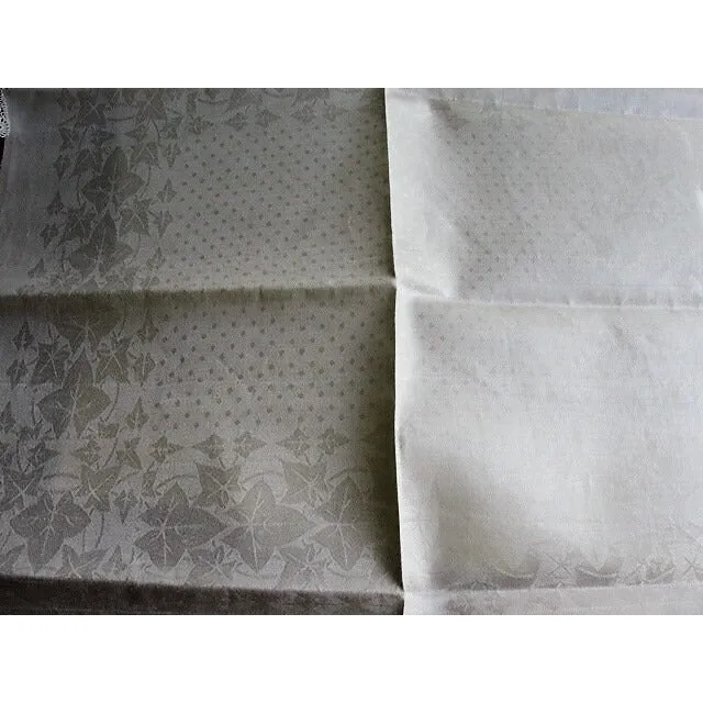 LOVELY Antique Irish Linen Damask Linen Dinner Napkins Set of 6 Ivy Leaves n Polka Dots Pattern,Chateau Chic Antique Table Linen