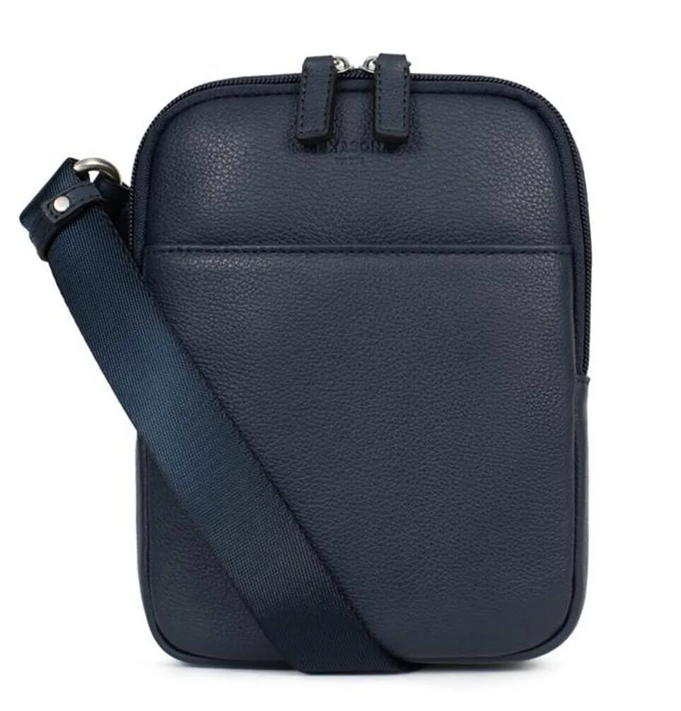 Men's navy hexagonal leather bag 469430