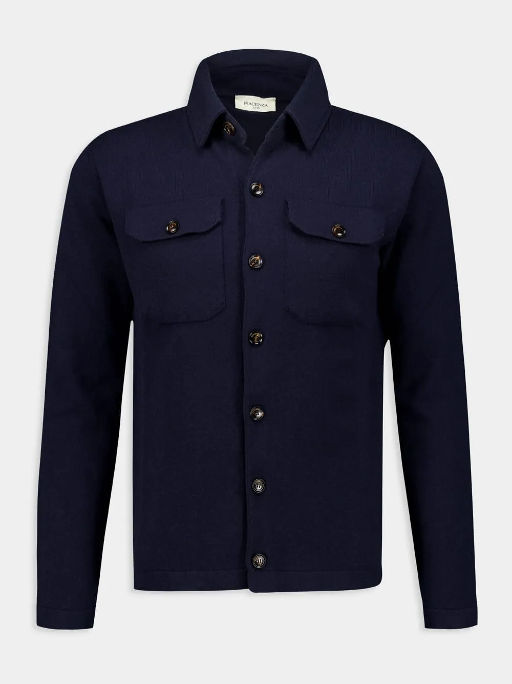 Navy Cashmere Shirt Jacket