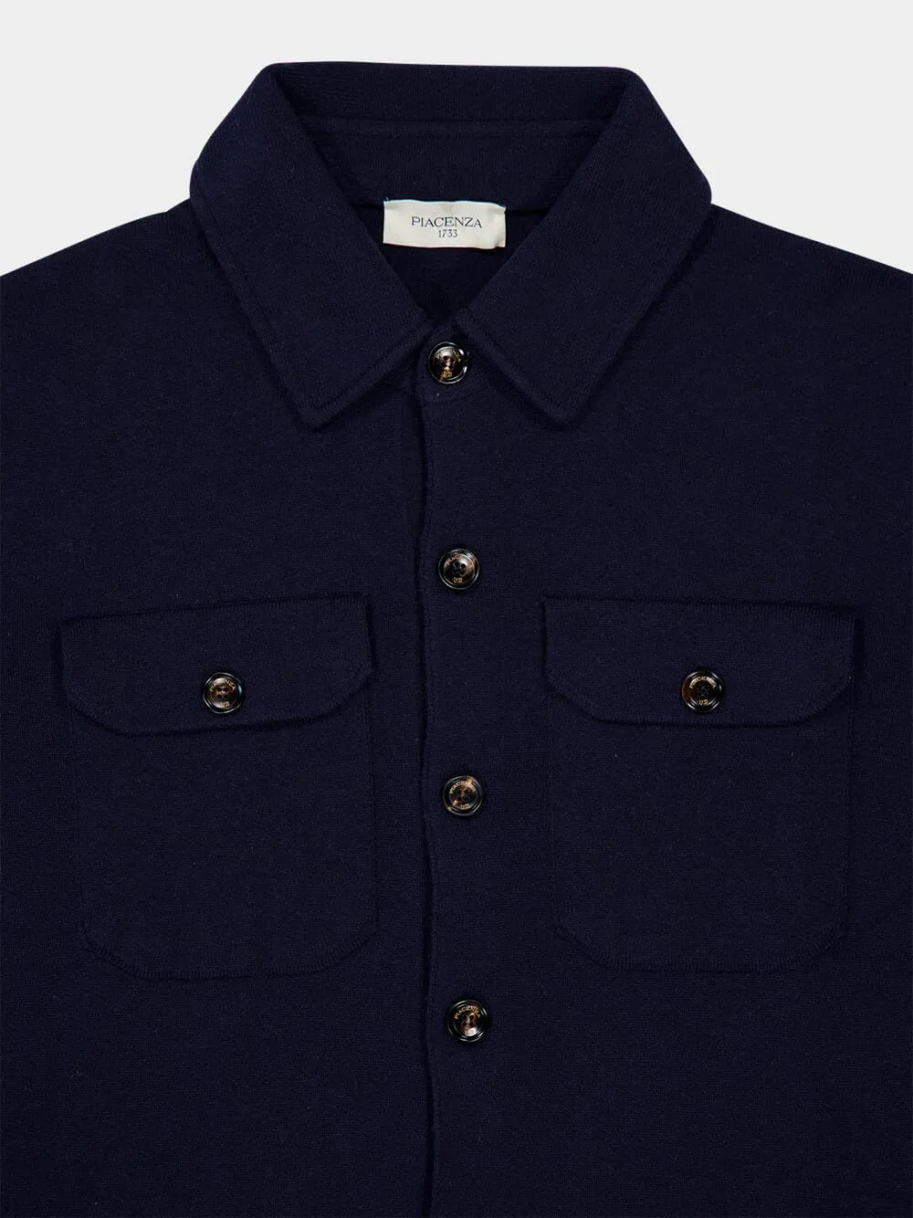 Navy Cashmere Shirt Jacket