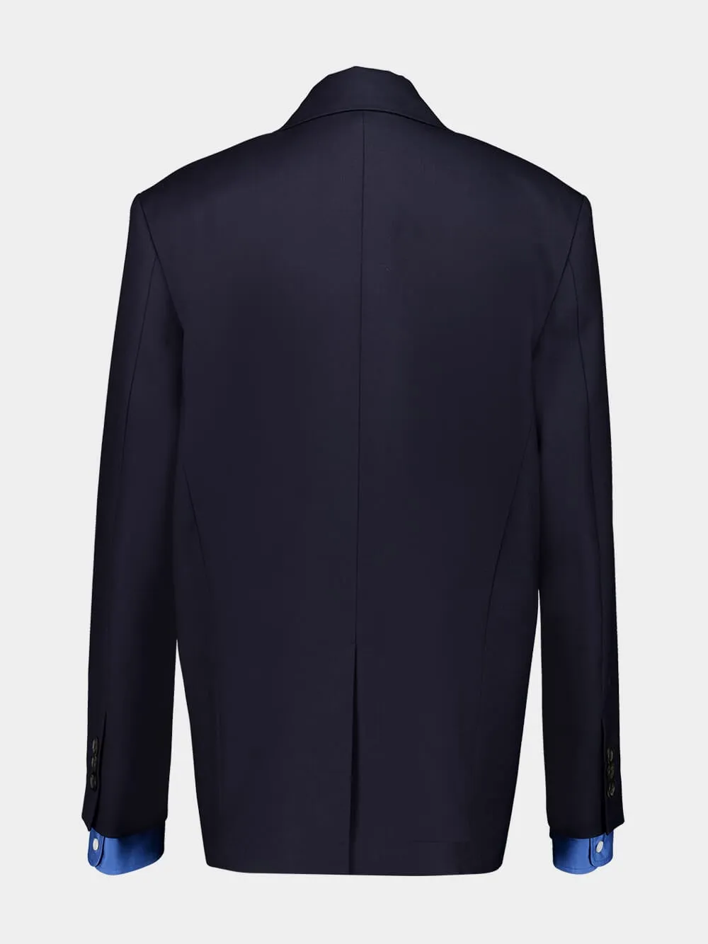 Navy Single-Breasted Gabardine Jacket