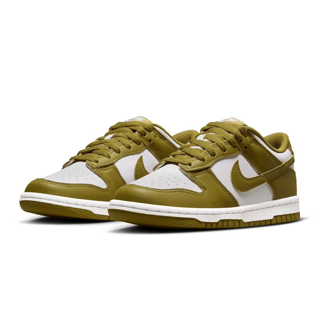 Nike Big Kids Dunk Low (white / pacific moss)