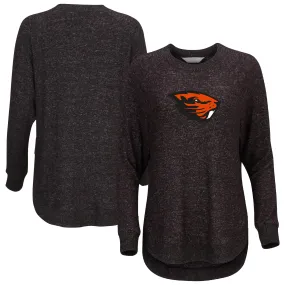 Oregon State Beavers Women's Black Oversized Cuddle Raglan Tri-Blend Pullover Sweatshirt