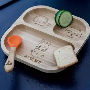 Personalised Woodland Bamboo Suction Plate & Spoon | Kaleidoscope