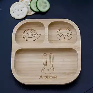 Personalised Woodland Bamboo Suction Plate & Spoon | Kaleidoscope