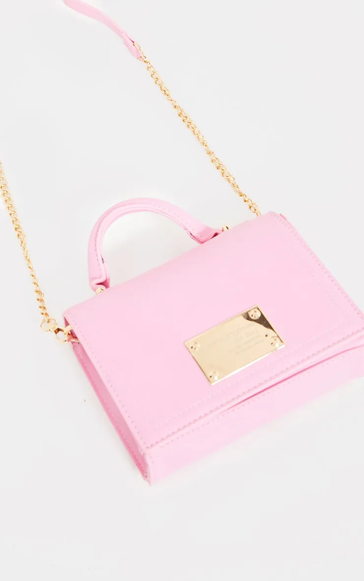 Prettylittlething Pink Metal Detail Cross Body Bag