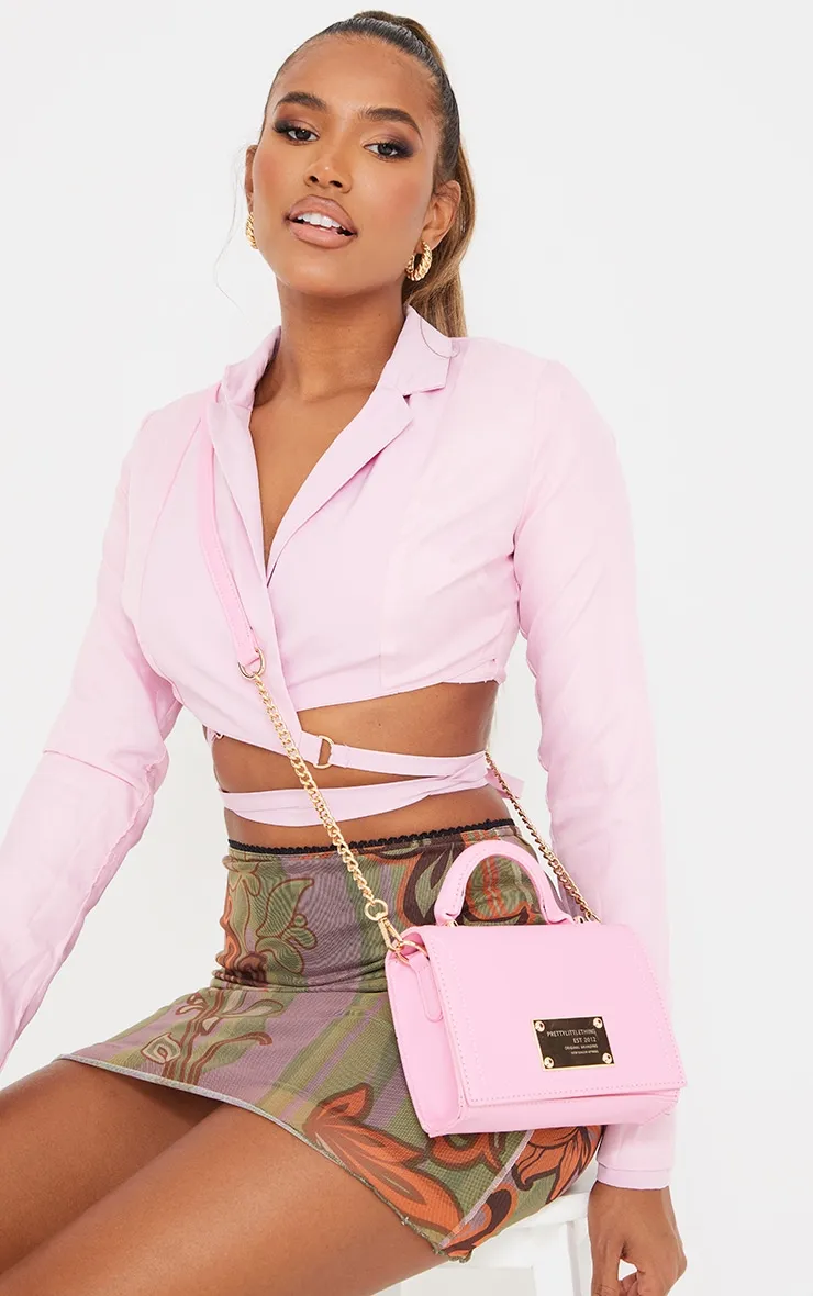 Prettylittlething Pink Metal Detail Cross Body Bag