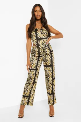 Printed Scarf Top & Wide Leg Pants