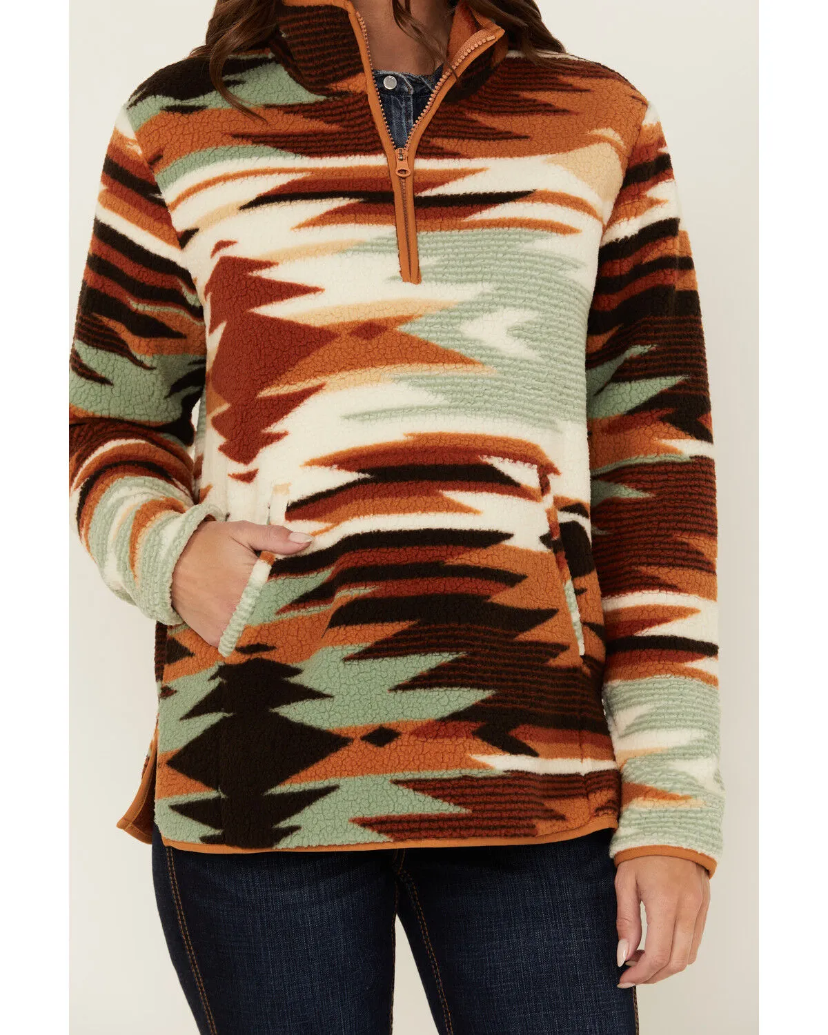 Product Name:  Wrangler Women's Southwestern Sherpa Fleece 1/2 Zip Pullover