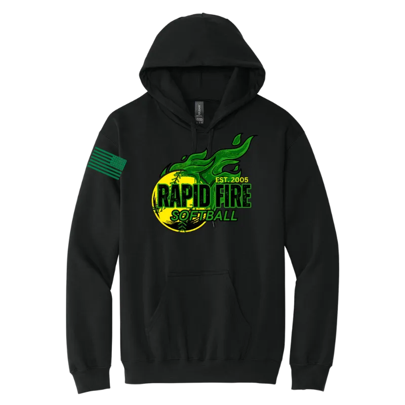 Rapidfire Softstyle Pullover Hooded Sweatshirt | Red Flames Print or Green Flames Print