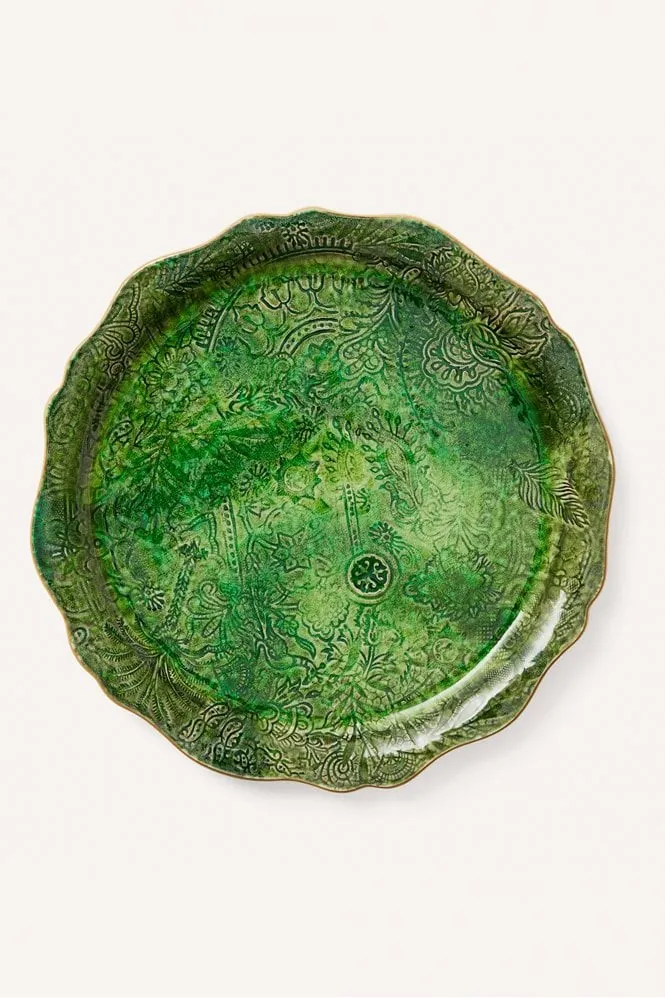 Round Serving Plate in Seaweed    