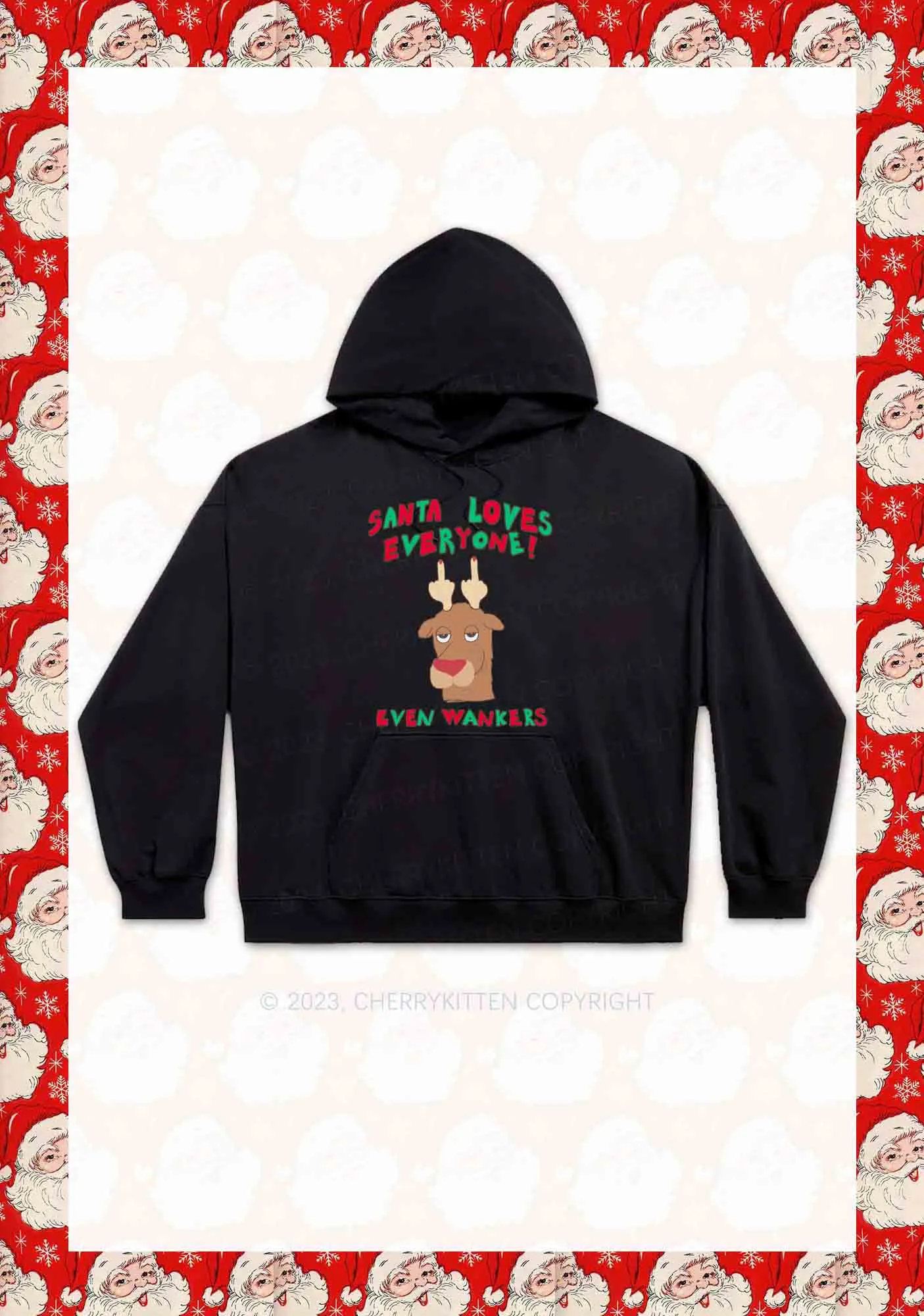 Santa Loves Everyone Christmas Y2K Hoodie Cherrykitten