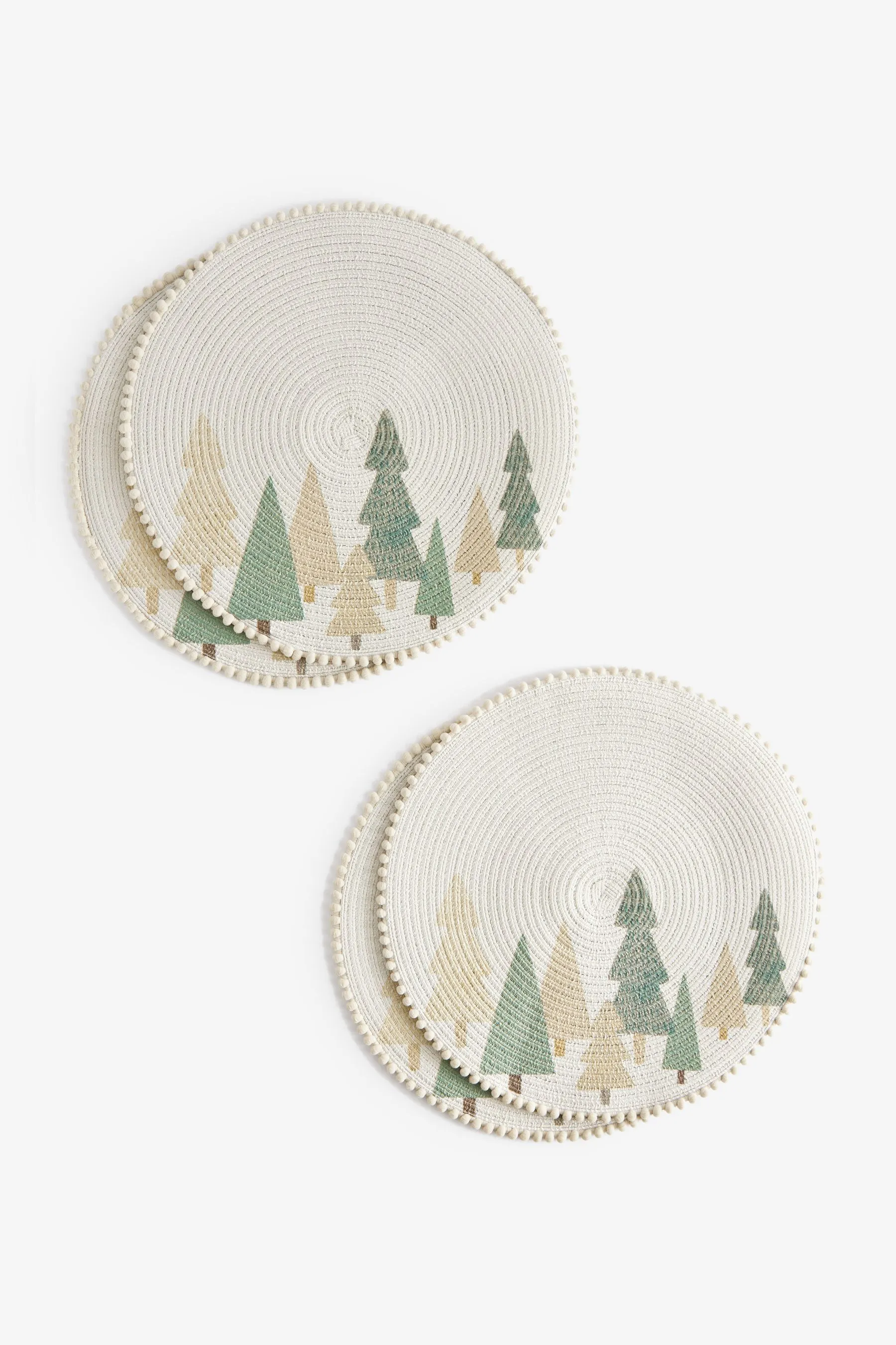 Set of 4 Natural Christmas Tree Printed Placemats