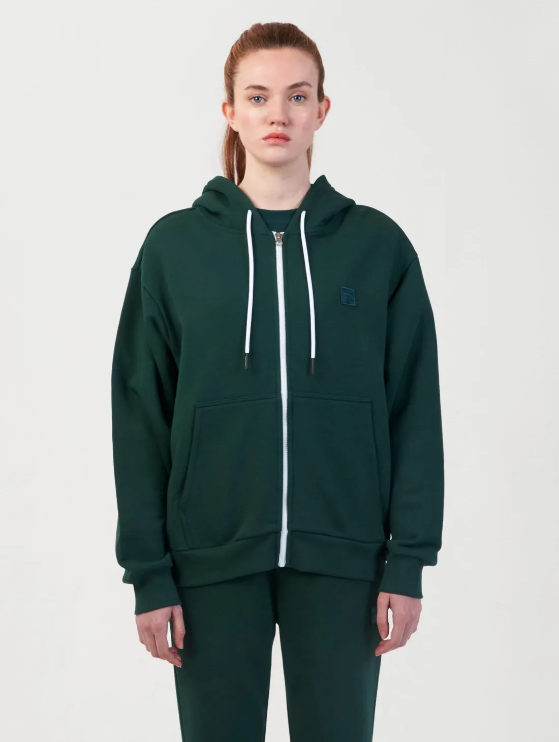 SIGNATURE BASIC FULL ZIP-UP HOODIE-GREEN