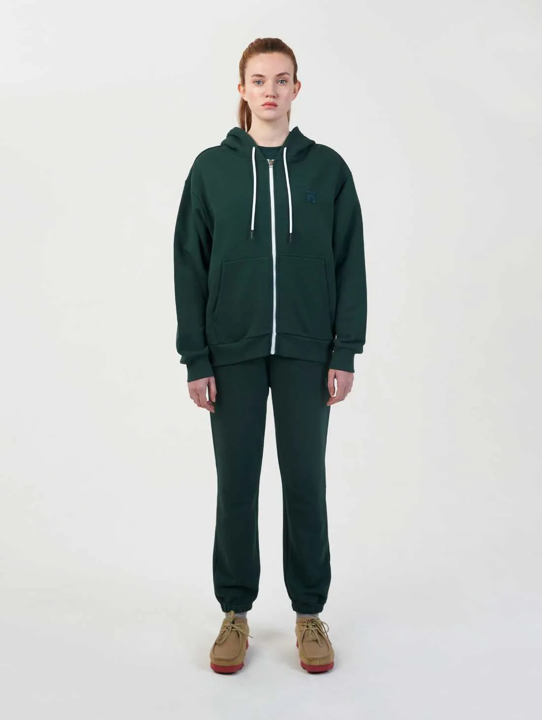 SIGNATURE BASIC FULL ZIP-UP HOODIE-GREEN