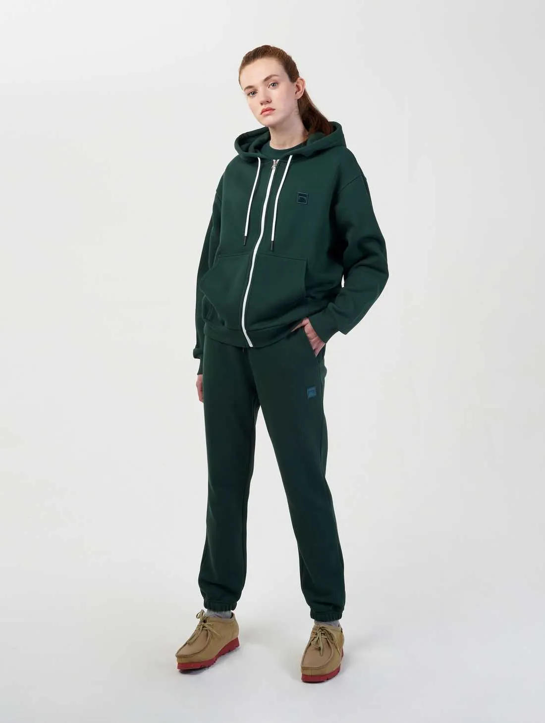 SIGNATURE BASIC FULL ZIP-UP HOODIE-GREEN