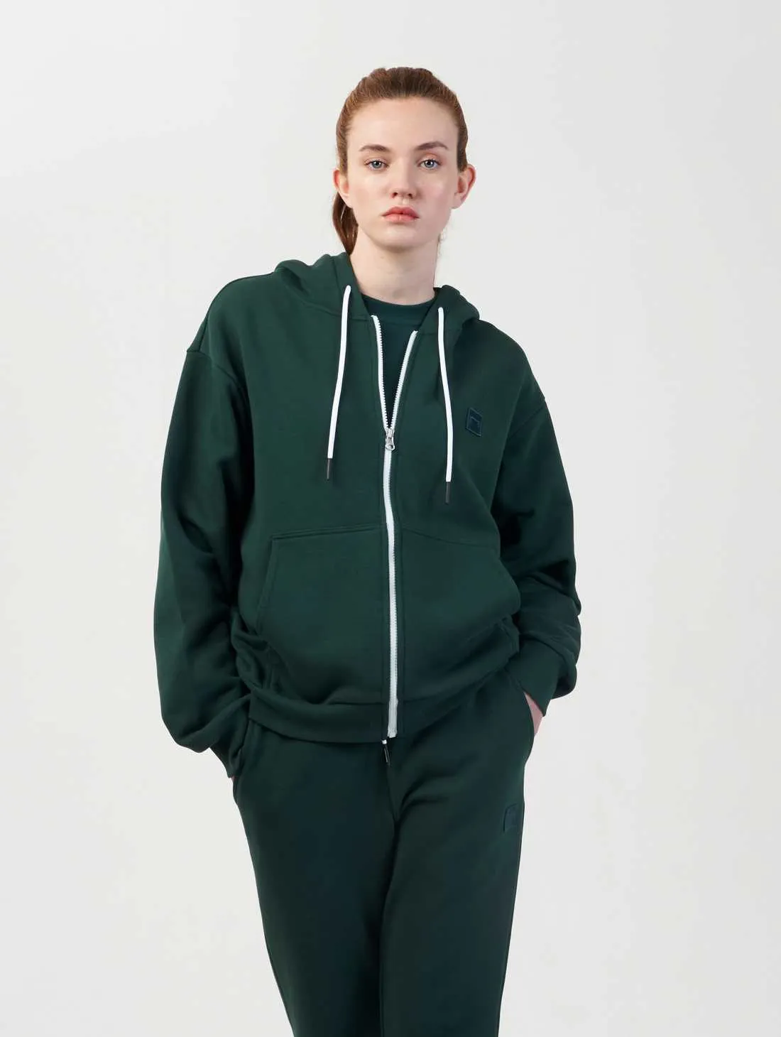 SIGNATURE BASIC FULL ZIP-UP HOODIE-GREEN