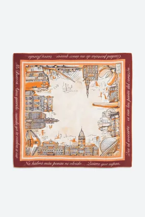 Silk Capital Scarf in Red Orange