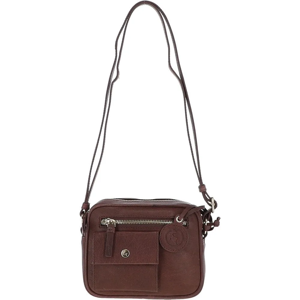 Small Leather Cross Body Bag Brandy - 63010