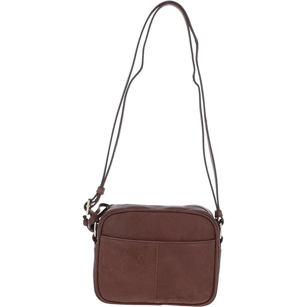 Small Leather Cross Body Bag Brandy - 63010