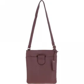 Tab Small Zip Top Leather Cross Body Bag Bordeaux