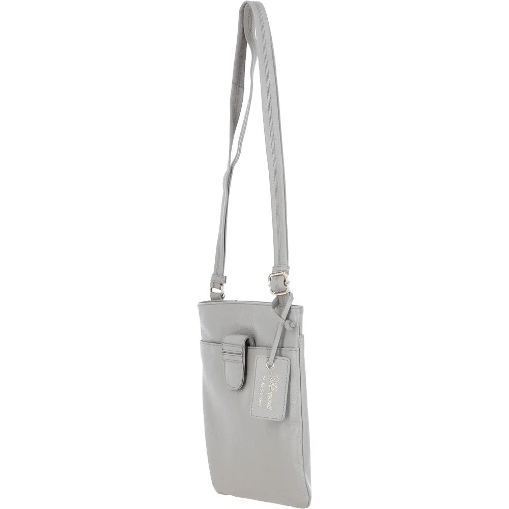 Tab Small Zip Top Leather Cross Body Bag Chalk