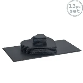 Table Linen & Mats | 13 Piece Heart Slate Placemats & Coasters Set | Argon Tableware