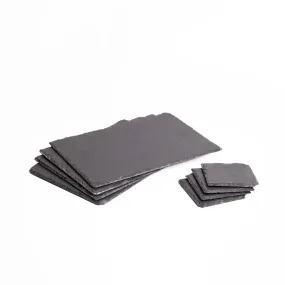 Table Linen & Mats | 8pc Placemat and Coaster Set with 4x Black Slate Placemats and 4x Coasters | Artesa