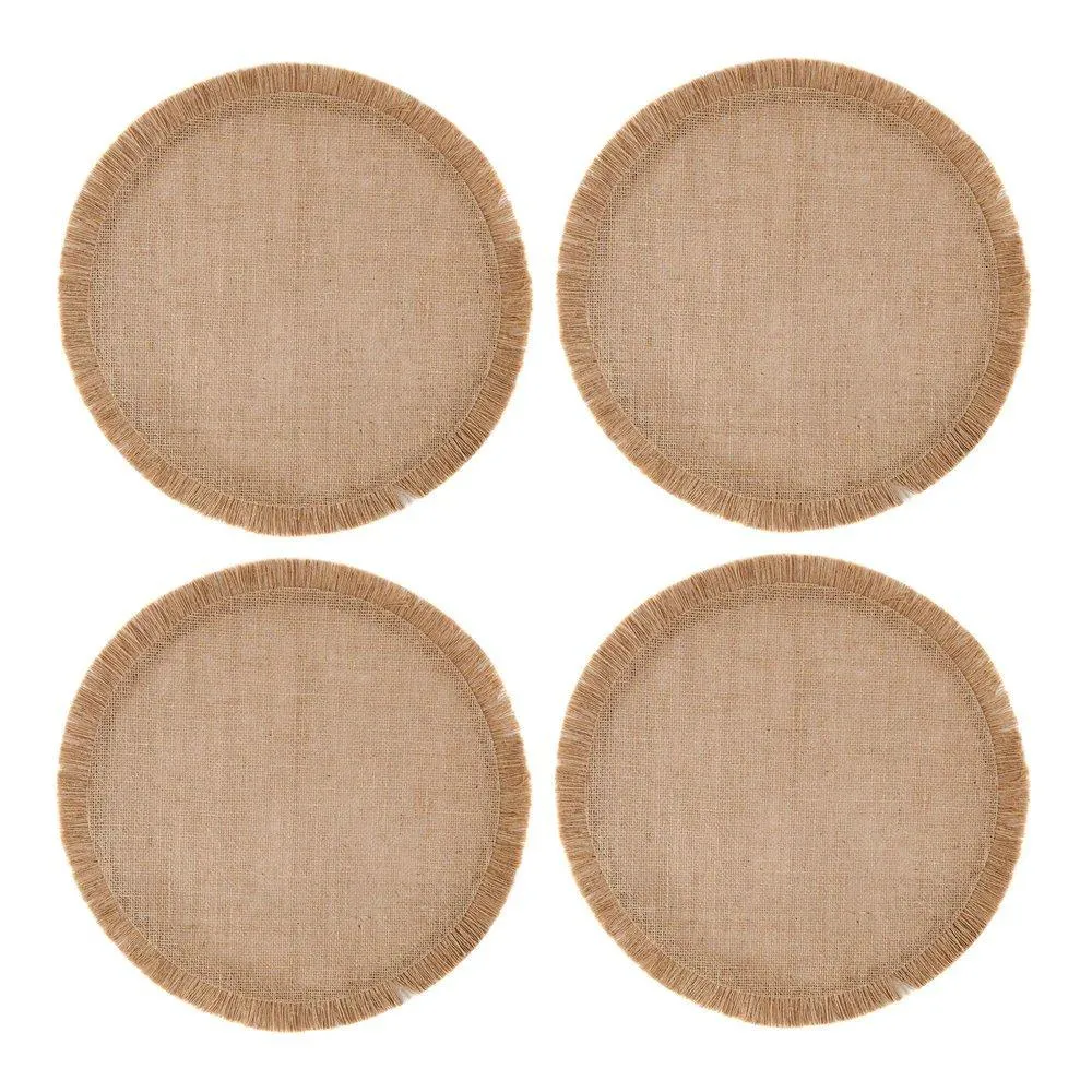 Table Linen & Mats | Round Hessian Placemats, Set of 4, Natural, 38cm | Mikasa