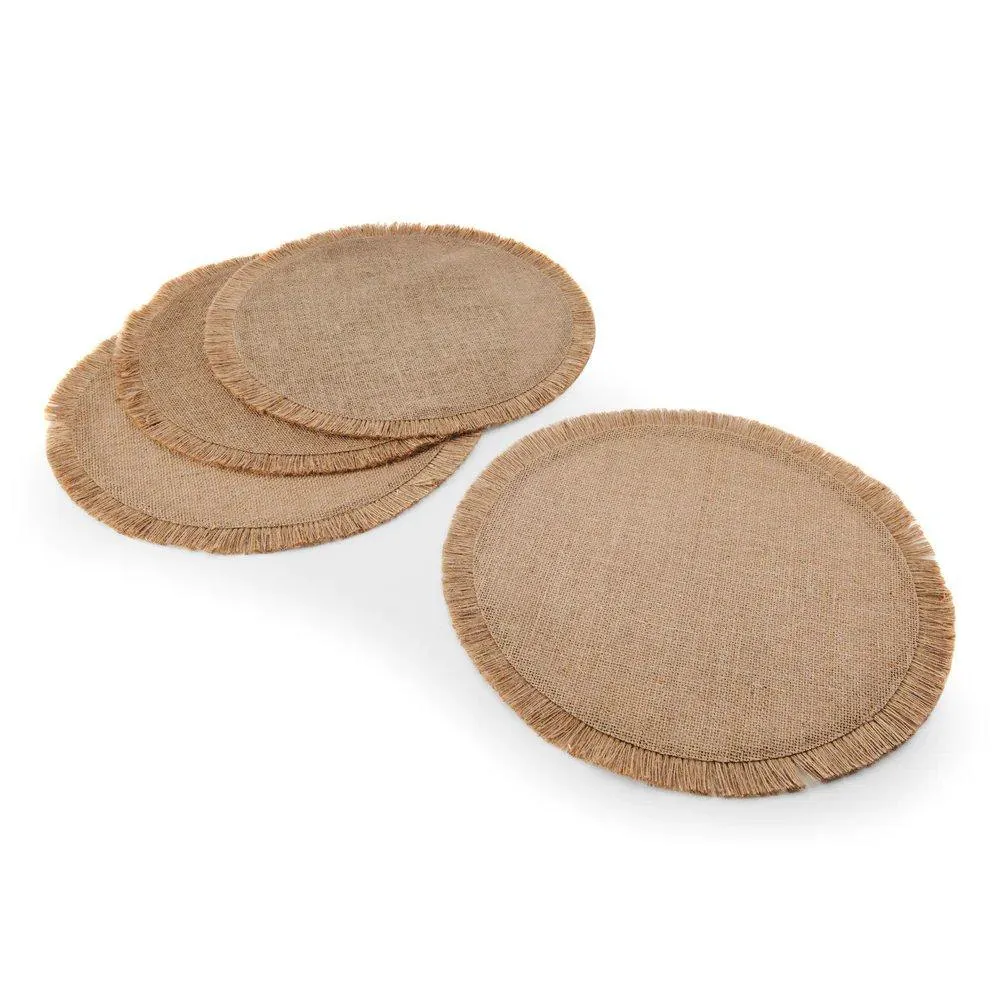 Table Linen & Mats | Round Hessian Placemats, Set of 4, Natural, 38cm | Mikasa