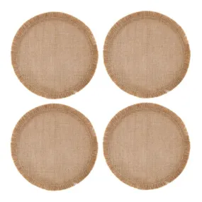 Table Linen & Mats | Round Hessian Placemats, Set of 4, Natural, 38cm | Mikasa