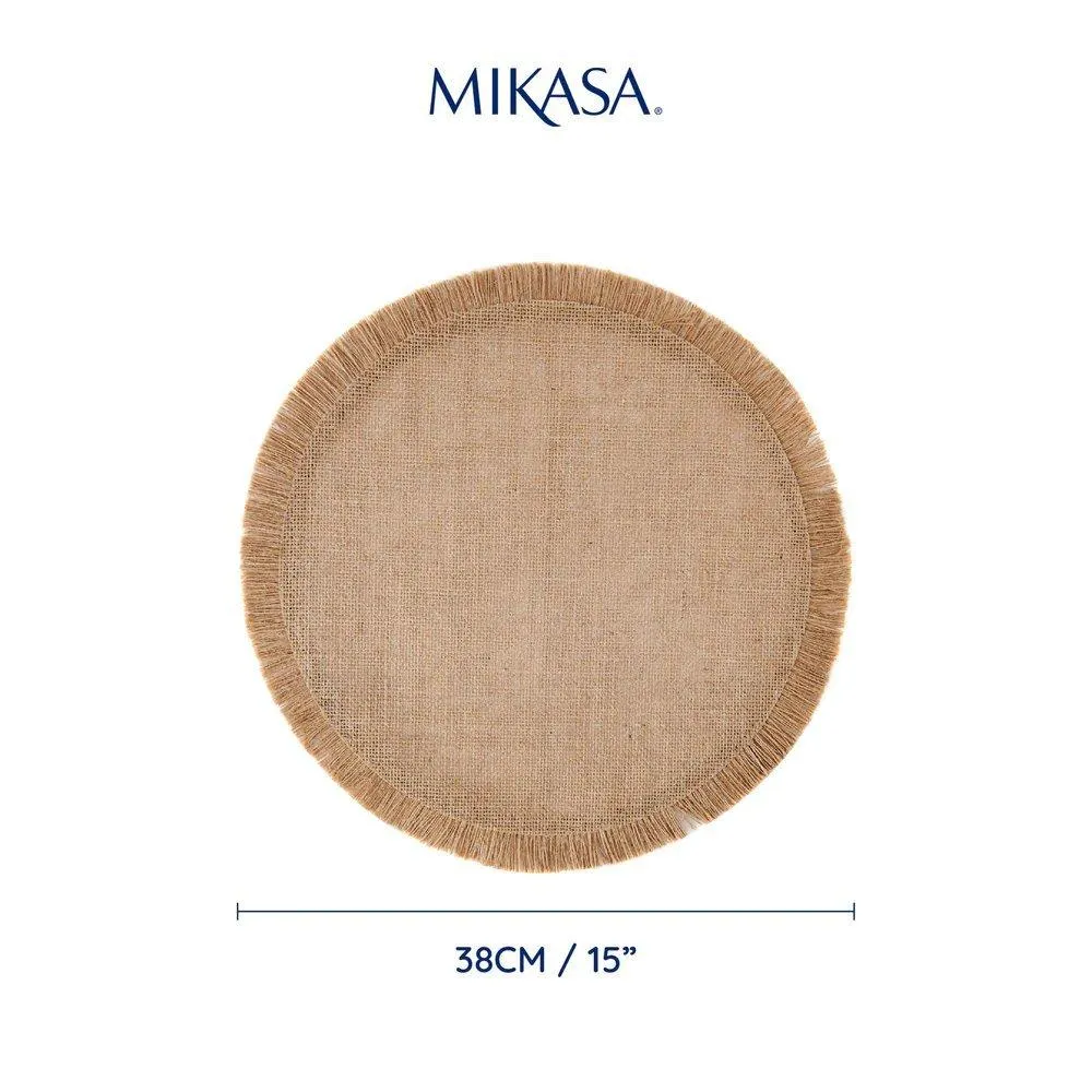 Table Linen & Mats | Round Hessian Placemats, Set of 4, Natural, 38cm | Mikasa