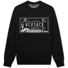 Versace Number Plate Intarsia Crew KnitBlack & White