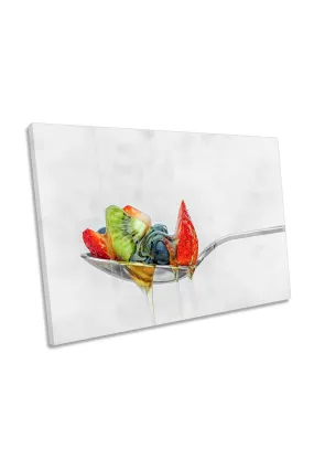 Wall Art & Pictures | Oozing Deliciousness Fruit Spoon Kitchen Canvas Wall Art Picture Print | CanvasGeeks