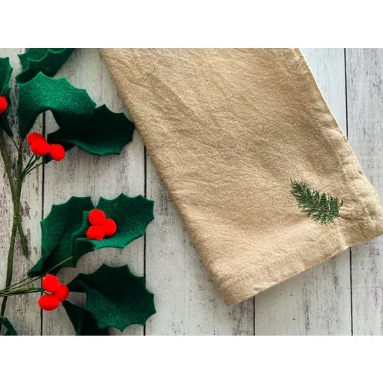 Winter Bough Natural Cotton Cloth Napkins (set of 4)