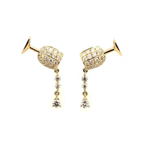 Yellow Gold Diamond Wine Glass Earrings